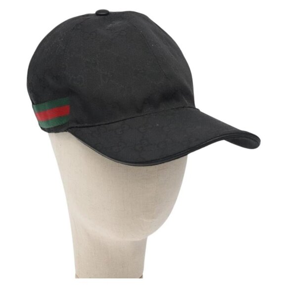 GUCCI GG Canvas Web Sherry Line Cap M Black Red Green 200035 Auth yk18705 - Picture 1 of 13